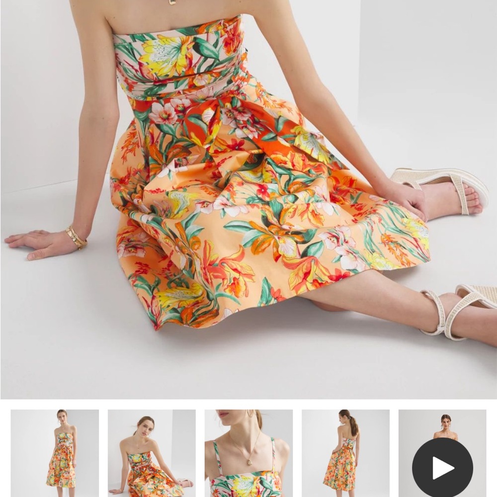 🌺NWT🧡💛WHITE HOUSE BLACK MARKET TROPICAL Bustier dress SIZE 4